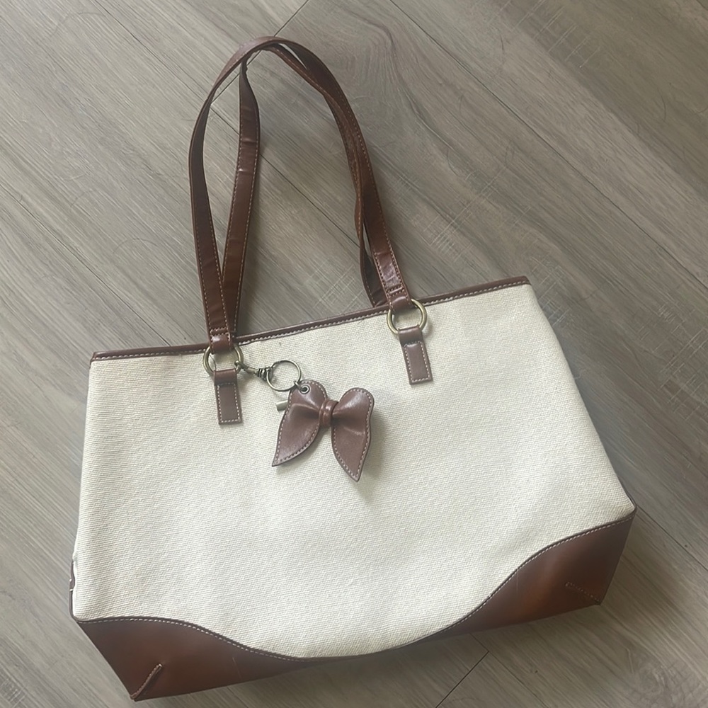 Coldwater Creek Two Tone Butterfly Tote Bag